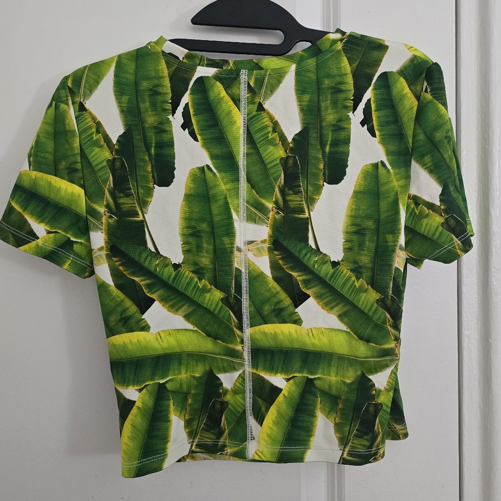 Alice + Olivia Tropical Green Crop Top - Picture 4 of 6